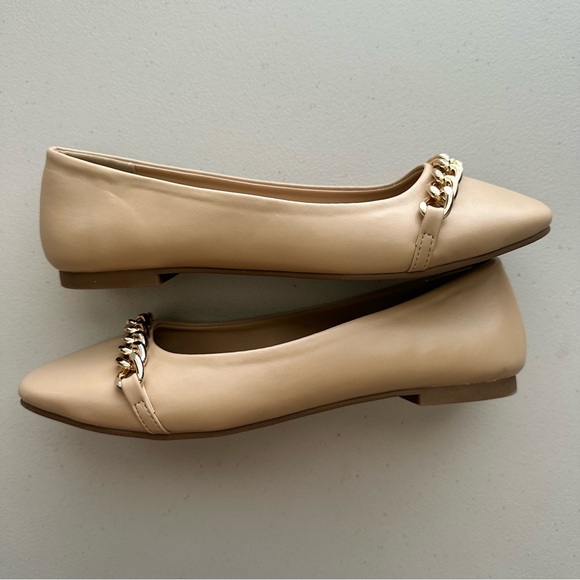 MADDEN GIRL ‘Jordyn’ Chain Detail Vegan Nude Ballet Flats Women’s Size 8.5 - Picture 2 of 7